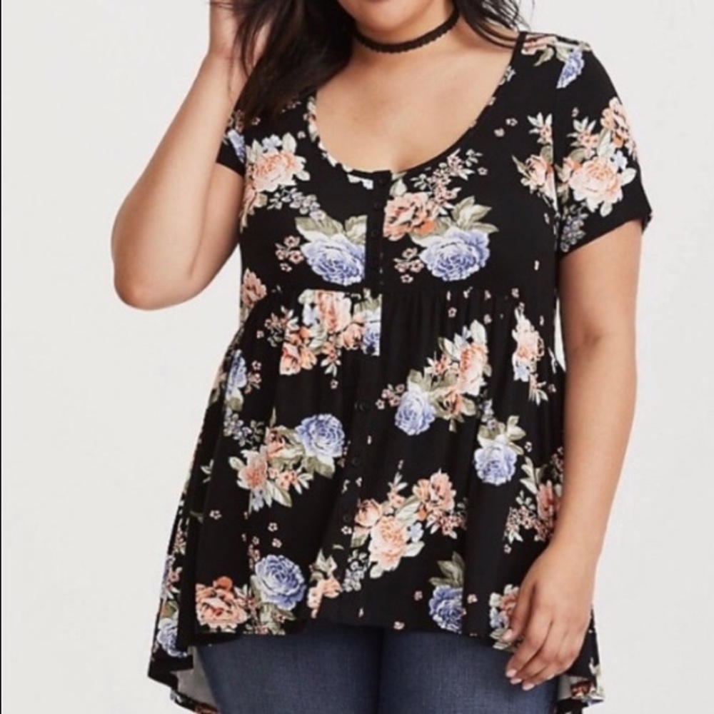 Torrid babydoll hi-low top